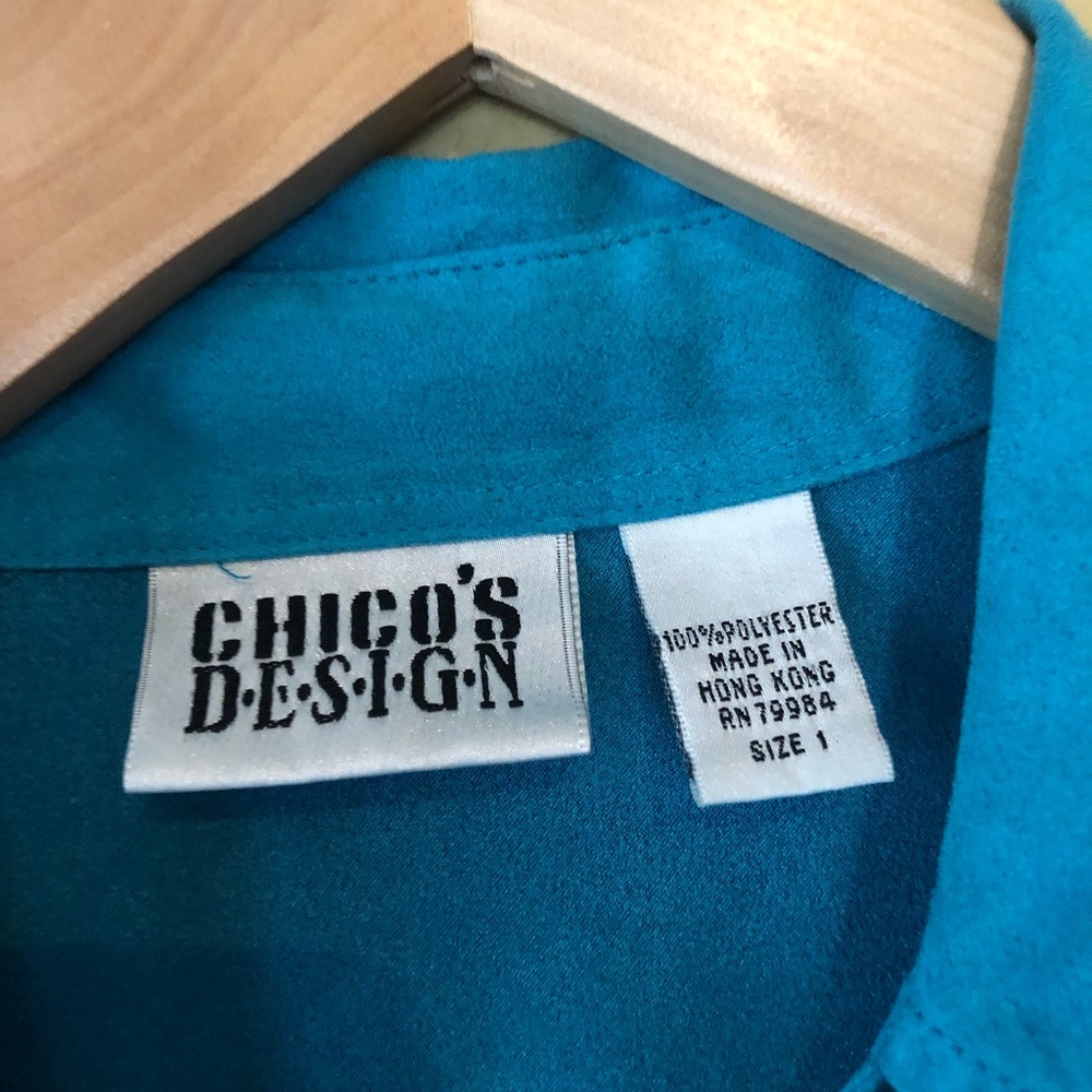 🍭Beautiful Blue Chico’s Design Polyester Top - Picture 5 of 8